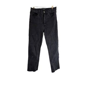 Aritzia Denim Forum The Arlo High Rise Straight Jeans Washed Black 26L Raw Hem